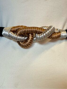 Knot Wrap Waist Belt in Metallic Bronze and Silver